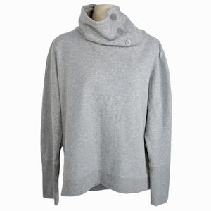 VICTORIA'S SECRET Supermodel Essentials Button Cowl Elbow Patch Sweatshirt Sz L